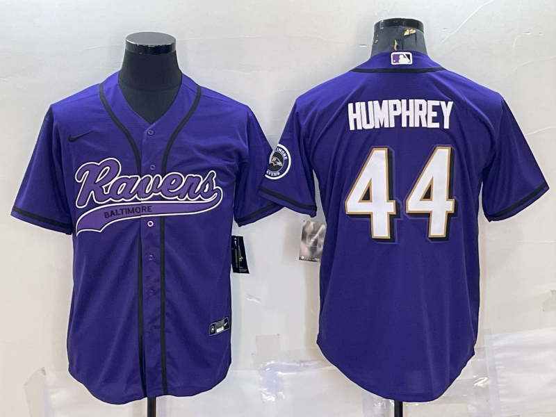 Men's Baltimore Ravens #44 Marlon Humphrey Purple With Patch Cool Base Stitched Baseball Jersey